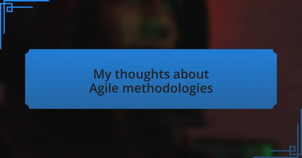 My thoughts about Agile methodologies